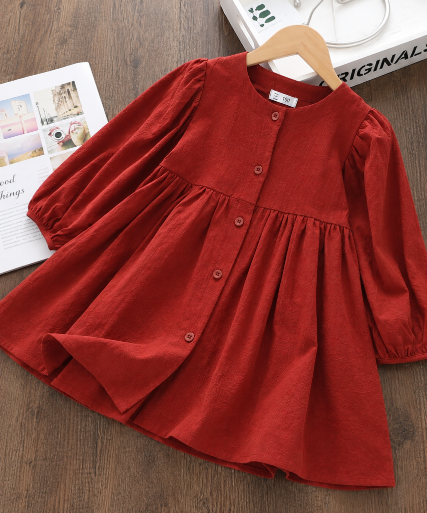 Classic Red Button Dress